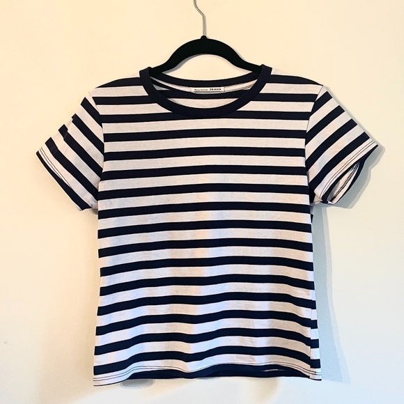 Reformation Navy Blue Striped Tee - Picture 2 of 5